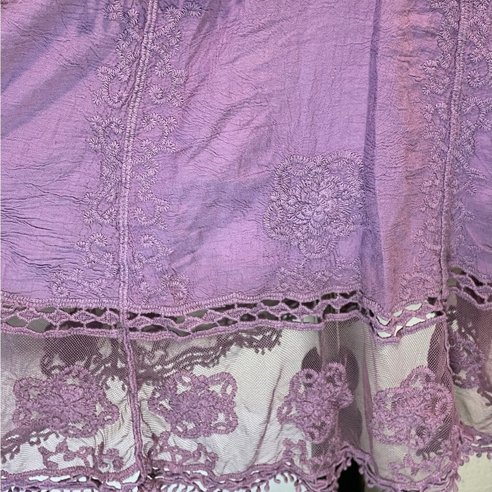 #0220 Set of 2 Lace V-Neck Tunic Dress/Swimsuit Cover Up in Purple and Teal - Picture 8 of 11